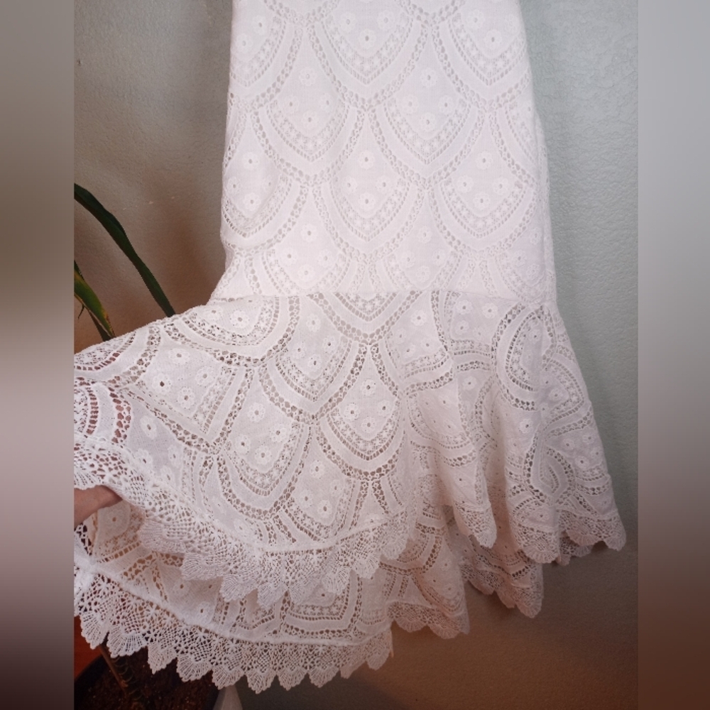 Anthropologie Lace Tiered Mermaid Bohemian Coquette Girl Coastal Cowgirl Dress S - Picture 5 of 12